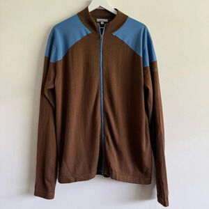 Peter Millar Warmth brown and blue merino wool zip up jacket size x-large